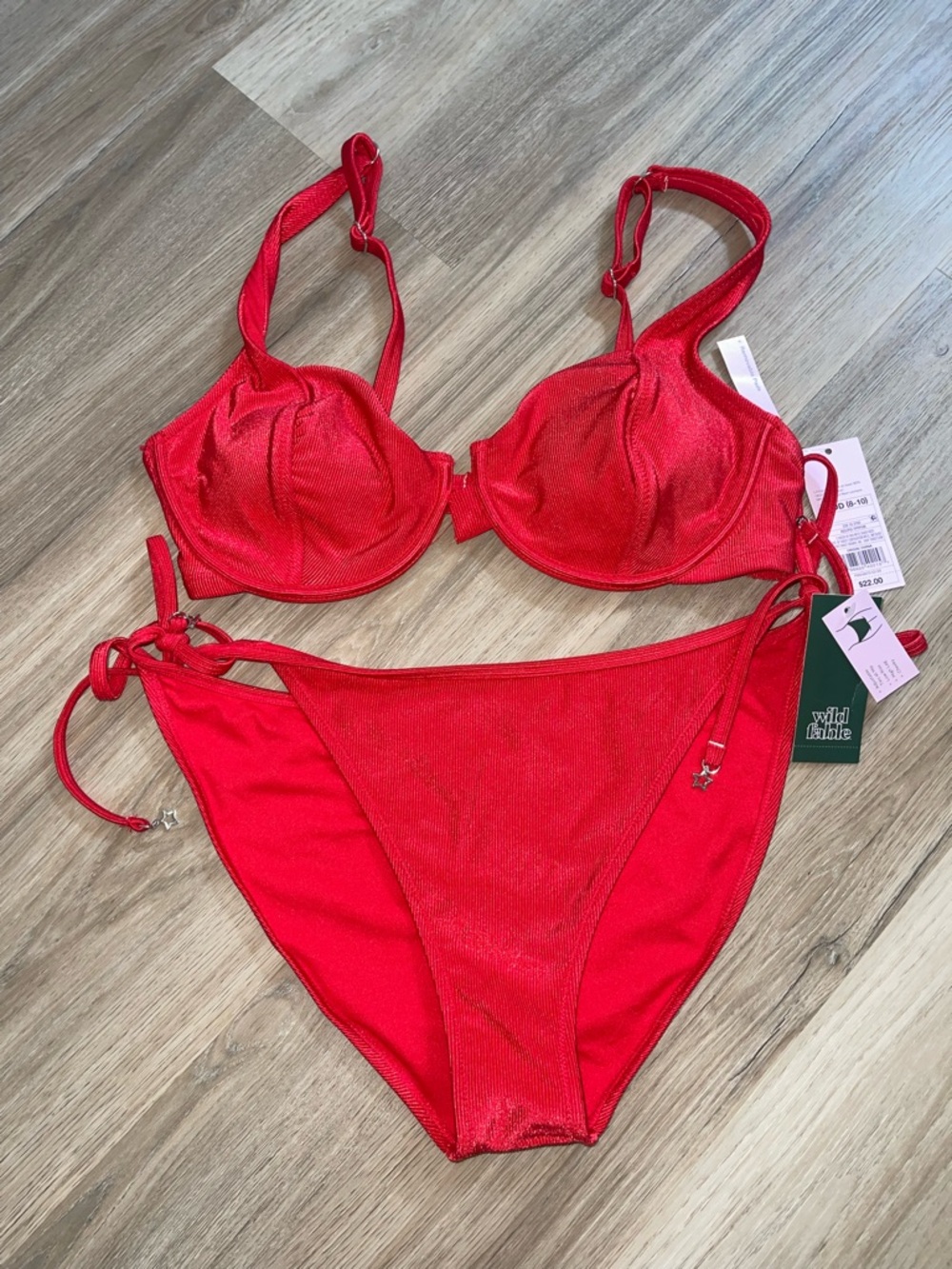 Wild Fable Red Tie-Side Underwire Bikini Set